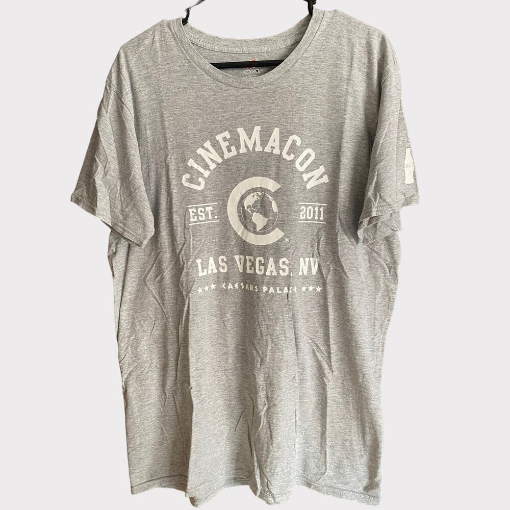 Hanes XL Nano T Cinemacon Las Vegas Gray Mens Short Sleeve T-Shirt - Picture 2 of 8